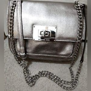 Michael Kors Silver Crossbody Double Chain Strap